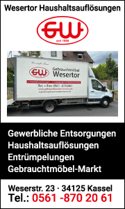 Banner mit Kontaktdaten und übersichtlichen Leistungsinformationen für professionelle Haushaltsauflösung in Kassel.